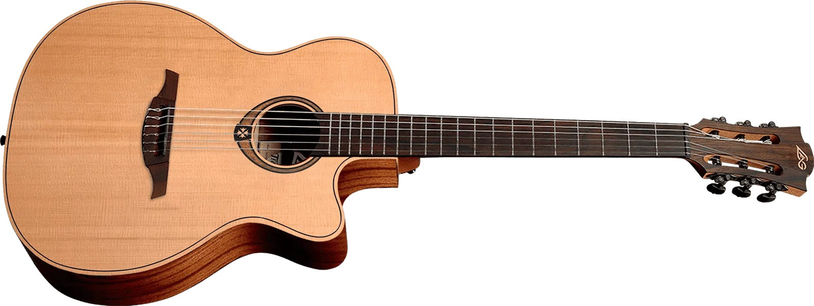 LAG TRAMONTANE 170 TN170ASCE COUNTRY AUDITORIUM SLIM CUTAWAY ELECTRO, Electro Nylon Strung Guitar for sale at Richards Guitars.