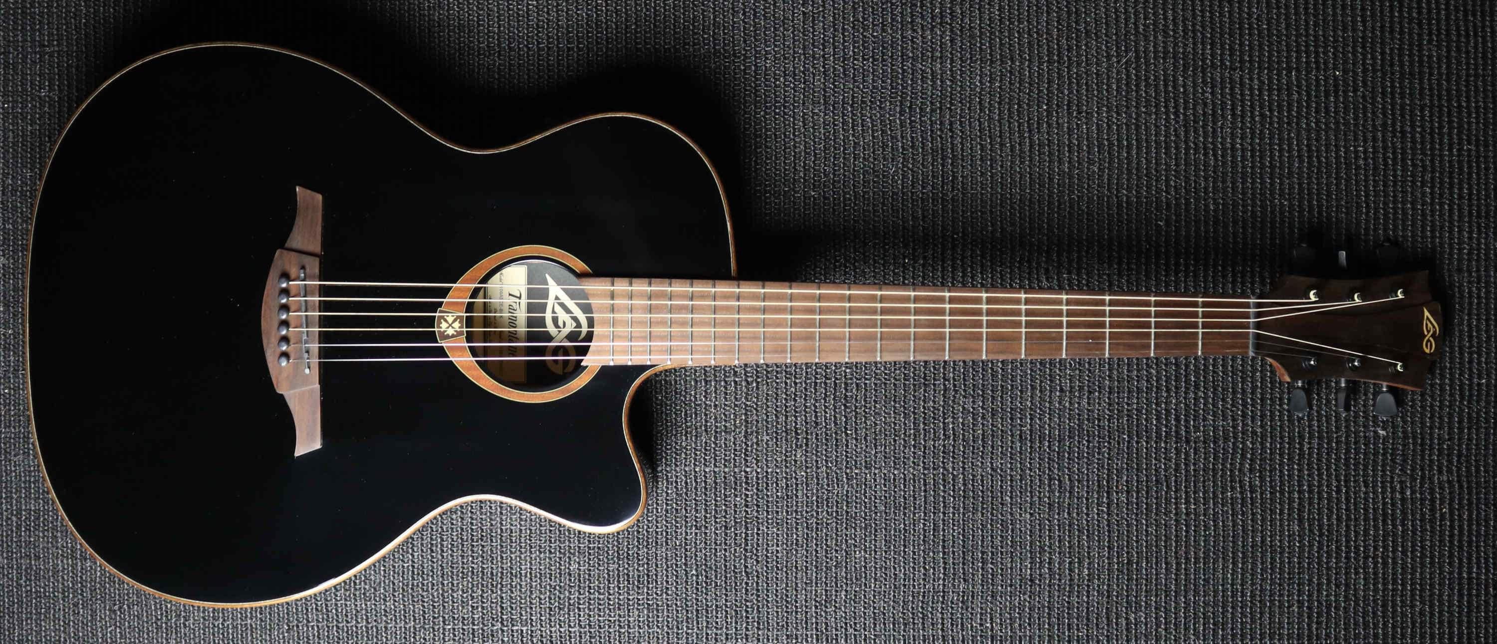 LAG TRAMONTANE 118 T118ASCE-BLK AUDITORIUM SLIM CUTAWAY ELECTRO BLACK, Electro Acoustic Guitar for sale at Richards Guitars.