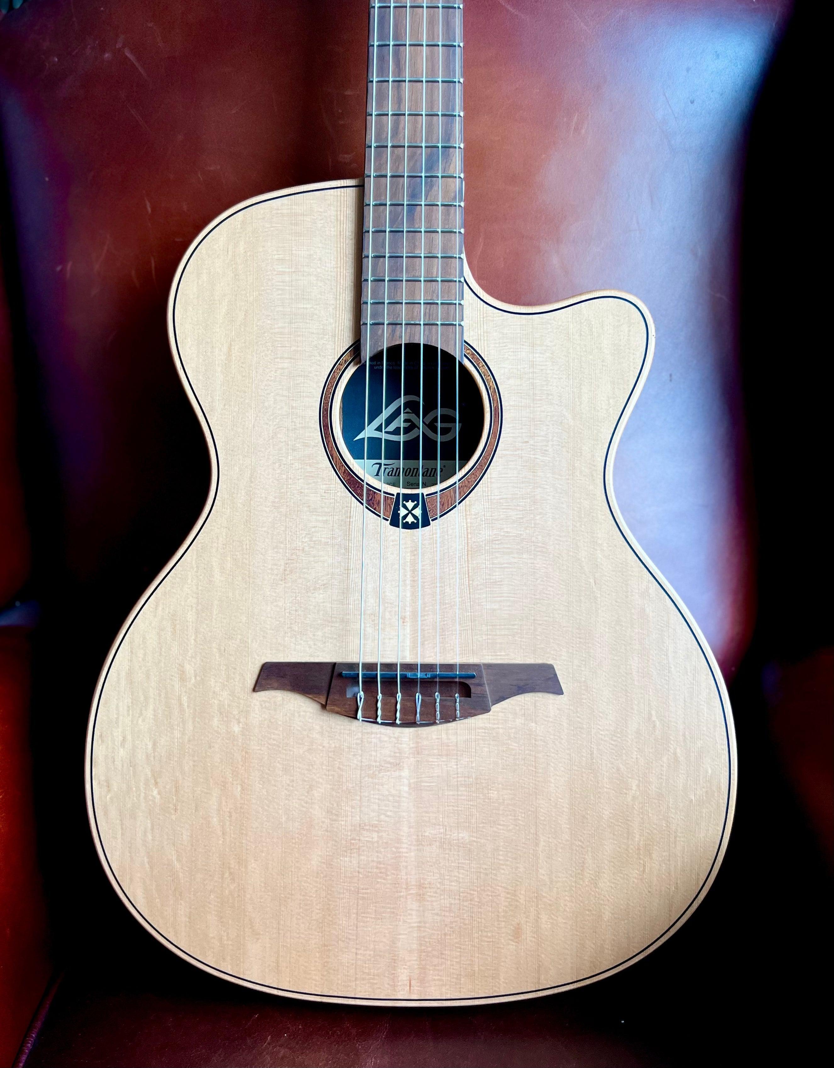 LAG TRAMONTANE 170 TN170ASCE COUNTRY AUDITORIUM SLIM CUTAWAY ELECTRO, Electro Nylon Strung Guitar for sale at Richards Guitars.