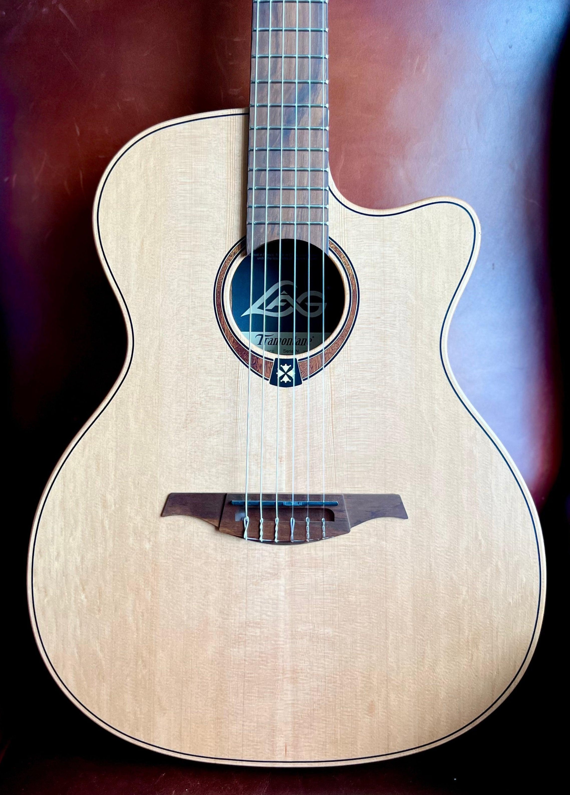 LAG TRAMONTANE TN170ASCE COUNTRY AUDITORIUM SLIM CUTAWAY Nylon Electro, Electro Nylon Strung Guitar for sale at Richards Guitars.