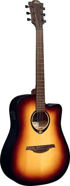 LAG TRAMONTANE 70 T70DCE-BRB DREADNOUGHT CUTAWAY ELECTRO BROWN BURST, Electro Acoustic Guitar for sale at Richards Guitars.