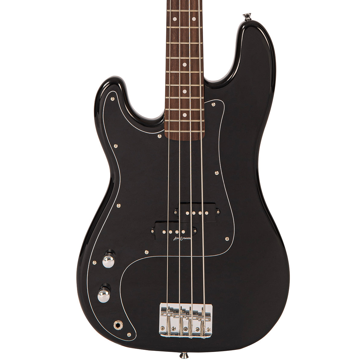 Vintage V40 Coaster Series Bass Guitar ~ Left Hand Boulevard Black, for sale at Richards Guitars.