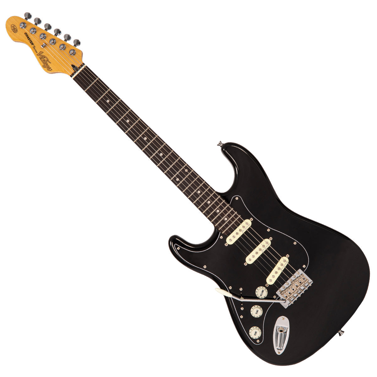 Vintage V60 Coaster Series Electric Guitar Pack ~ Left Hand Boulevard Black, for sale at Richards Guitars.