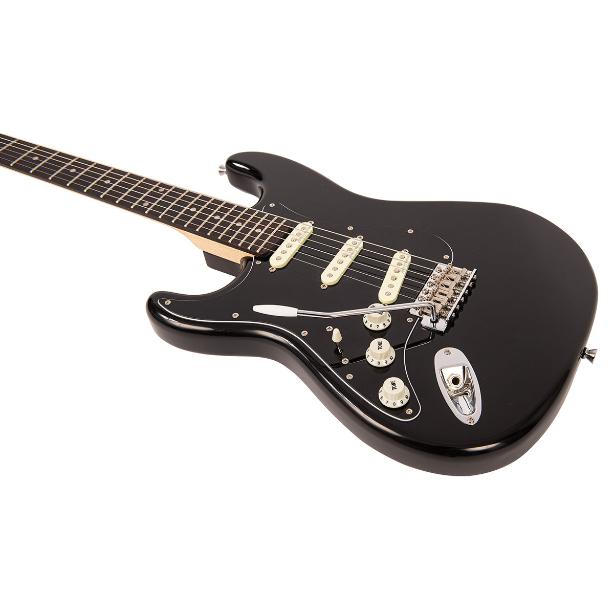 Vintage V60 Coaster Series Electric Guitar Pack ~ Left Hand Boulevard Black, for sale at Richards Guitars.