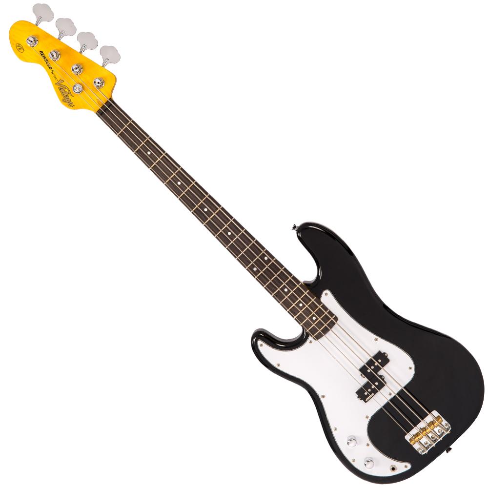 Vintage V4 Reissued Bass ~ Boulevard Black ~ Left Hand, Bass Guitar for sale at Richards Guitars.