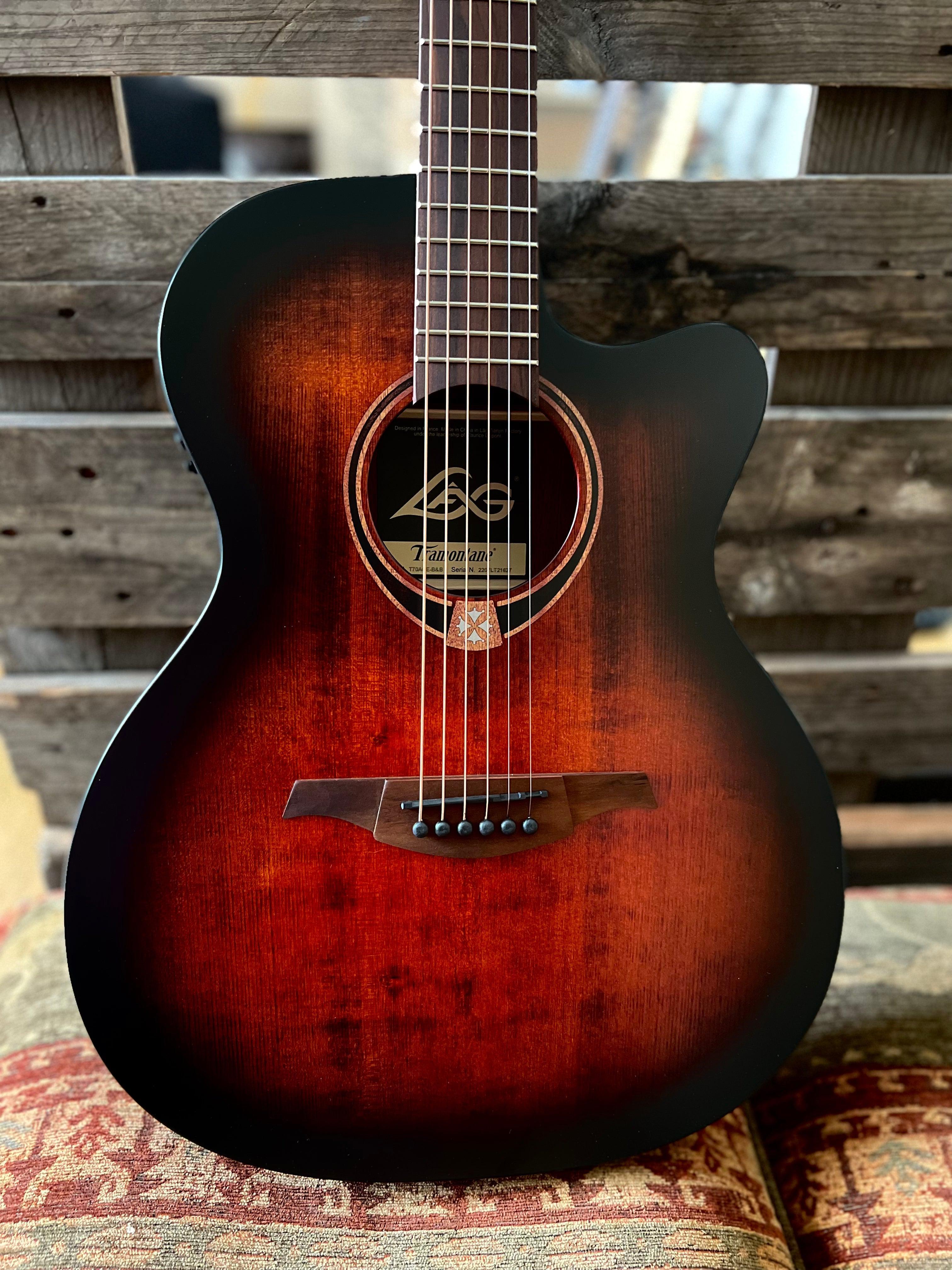 Lag T70ACE-B&B Auditorium Cutaway electro, Electro Acoustic Guitar for sale at Richards Guitars.