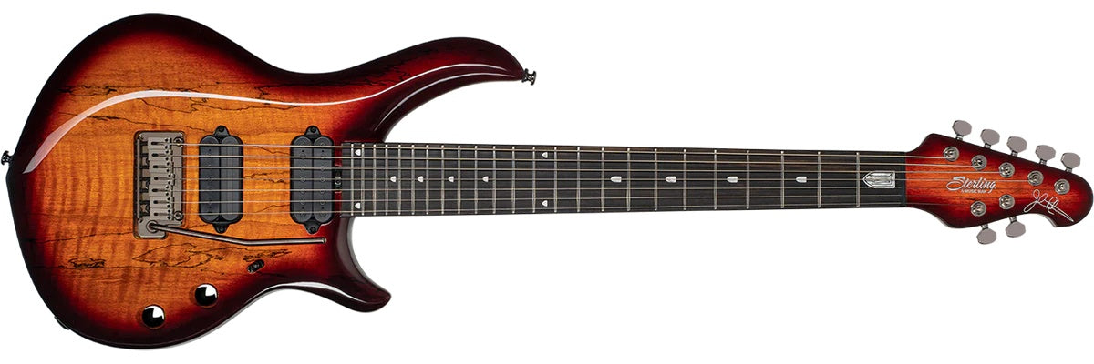 Sterling By Musicman  SBMM MAJESTY 7 DIMARZIO BLOOD ORANGE BURST, Electric Guitar for sale at Richards Guitars.