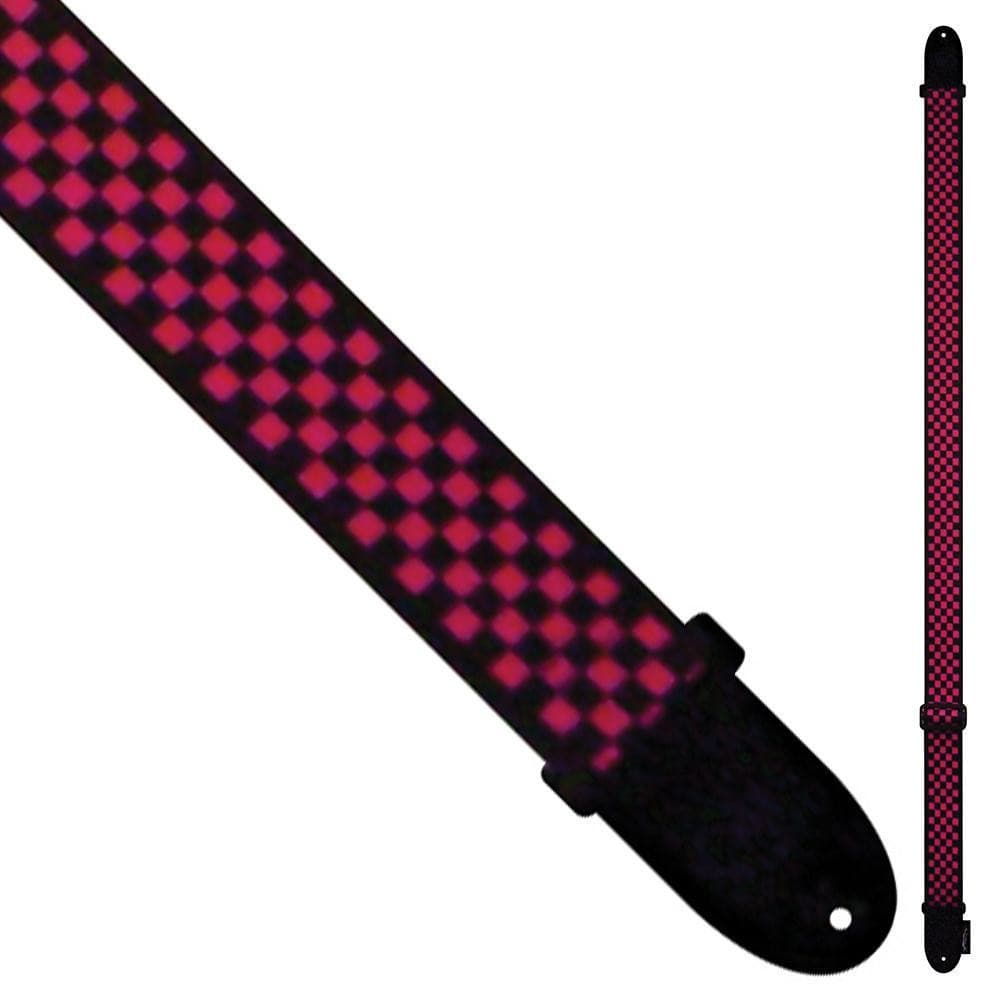 Perri's Polyester/Webbing Guitar Strap ~ Pink/Black Check, Straps for sale at Richards Guitars.