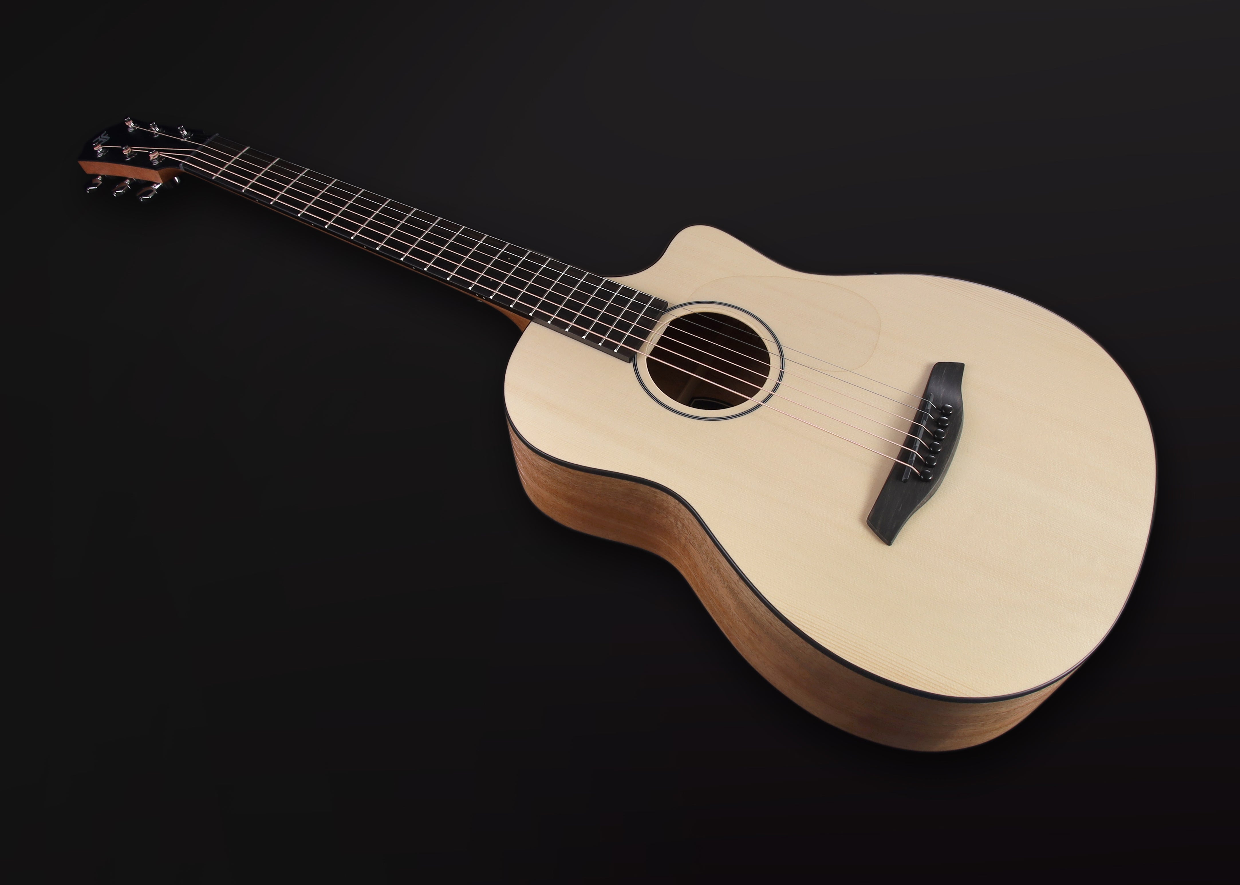 Furch Pioneer EM: Engelmann spruce top with African mahogany back and sides. (Furch Mini / Travel Guitar) (2025 CNR Active Upgrade Model), Acoustic Guitar for sale at Richards Guitars.