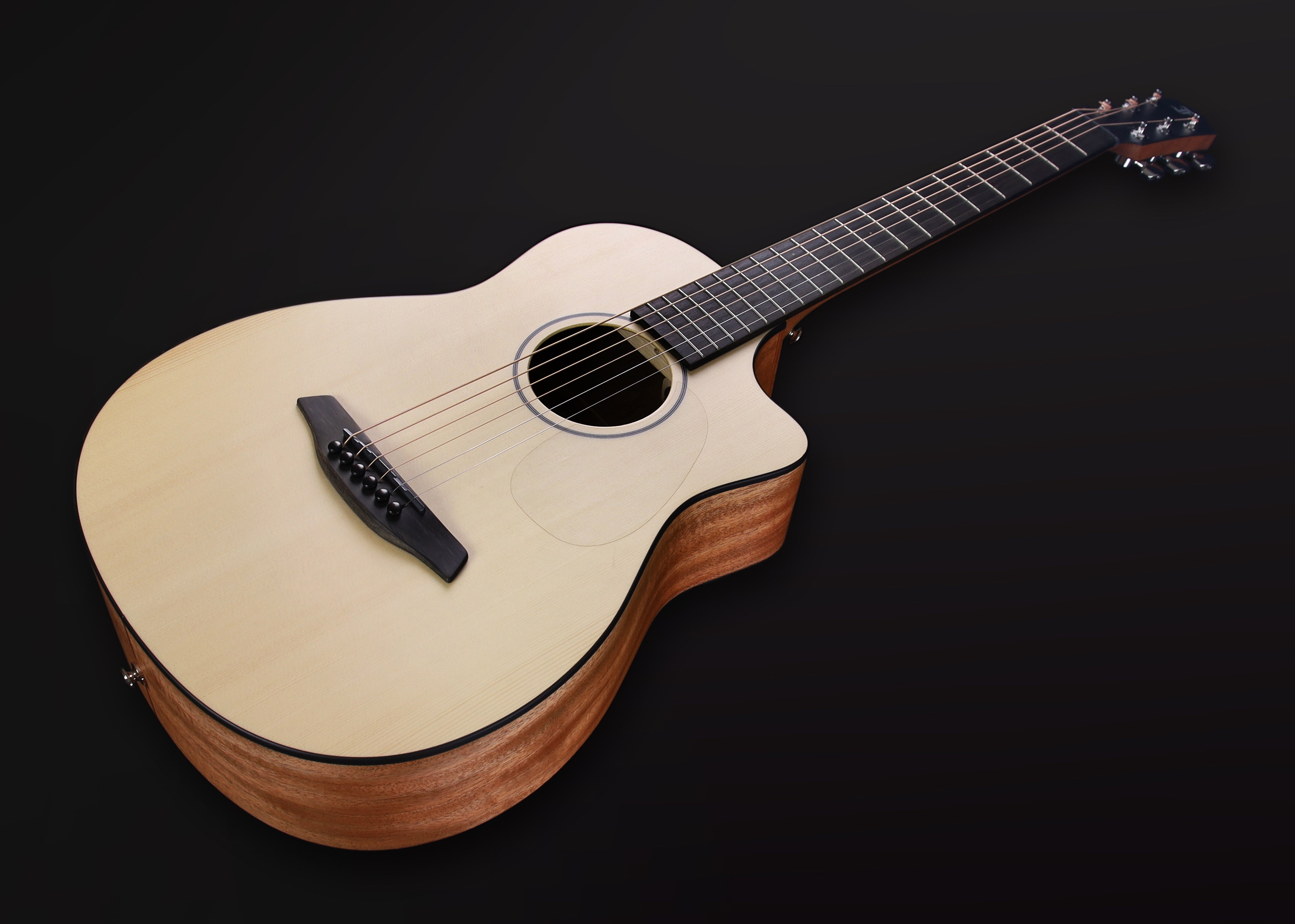 Furch Pioneer EM: Engelmann spruce top with African mahogany back and sides. (Furch Mini / Travel Guitar) (2025 CNR Active Upgrade Model), Acoustic Guitar for sale at Richards Guitars.