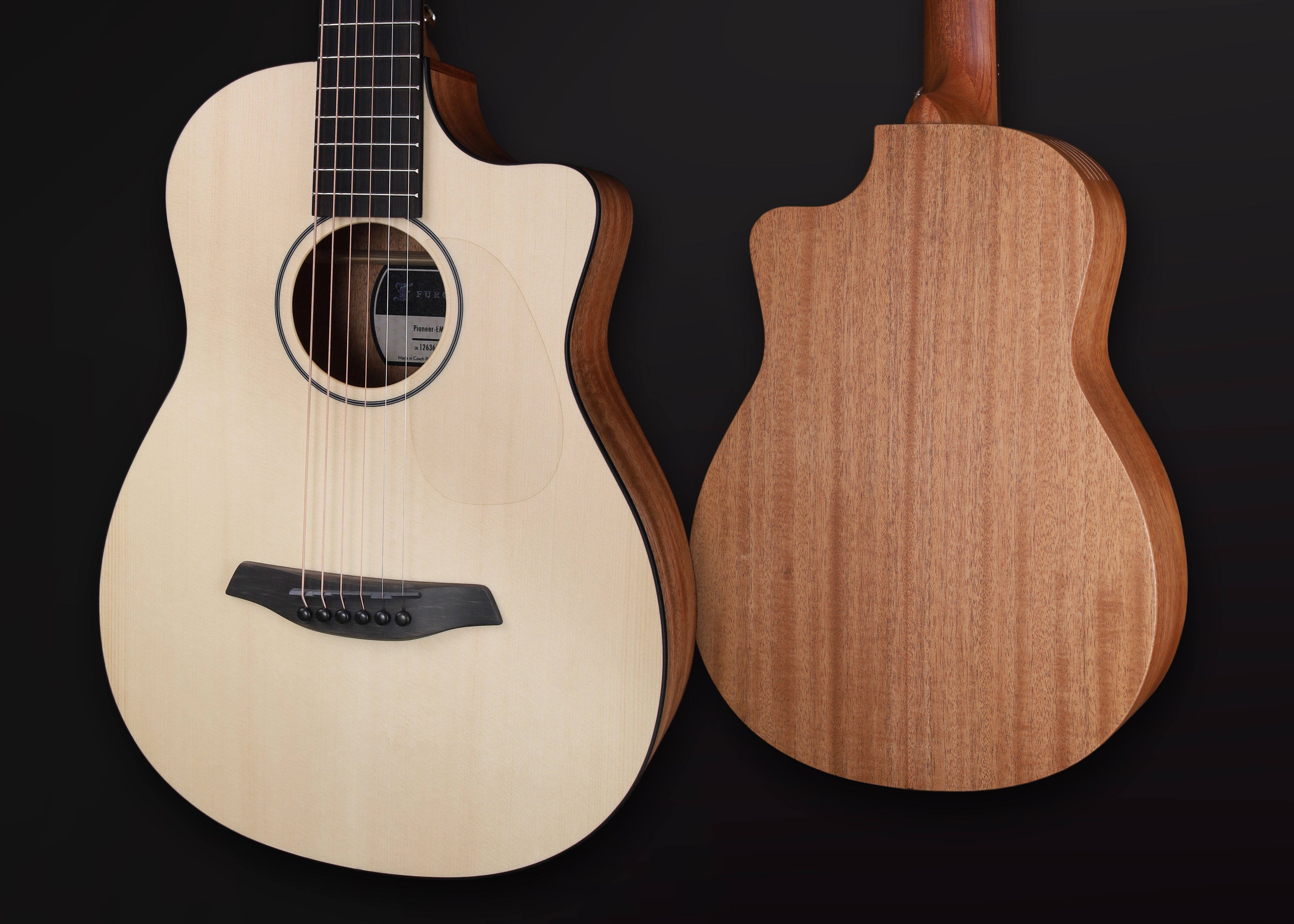 Furch Pioneer EM: Engelmann spruce top with African mahogany back and sides. (Furch Mini / Travel Guitar) (2025 CNR Active Upgrade Model), Acoustic Guitar for sale at Richards Guitars.