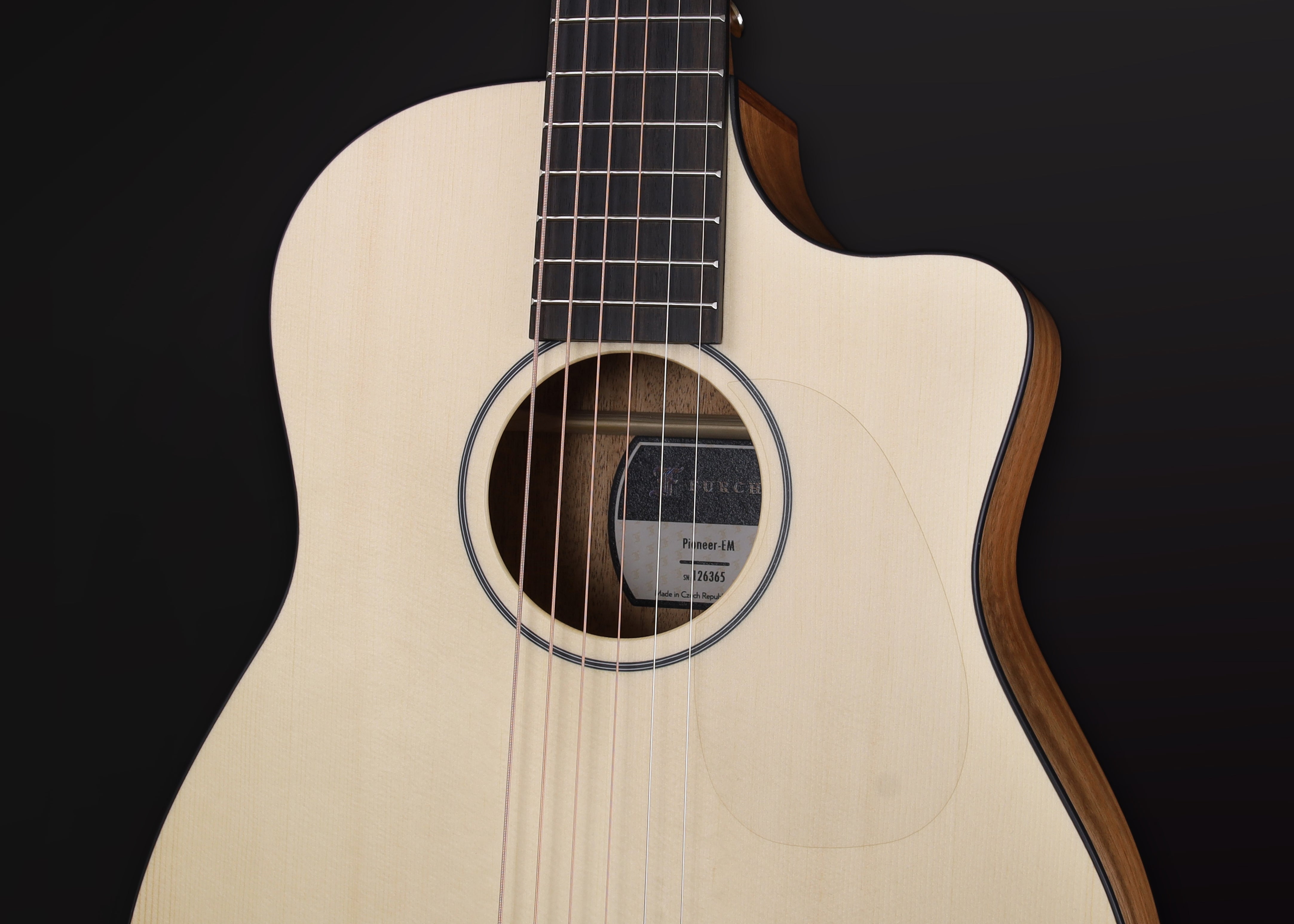 Furch Pioneer EM: Engelmann spruce top with African mahogany back and sides. (Furch Mini / Travel Guitar) (2025 CNR Active Upgrade Model), Acoustic Guitar for sale at Richards Guitars.
