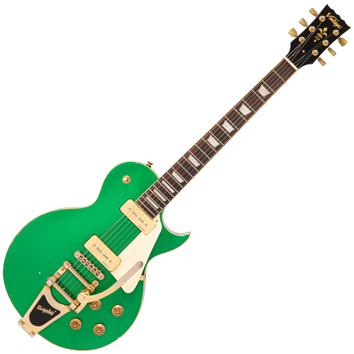 IN BUILD: - Vintage V100 ProShop Custom ~ Emerald Green with Bigsby, Electric Guitar for sale at Richards Guitars.