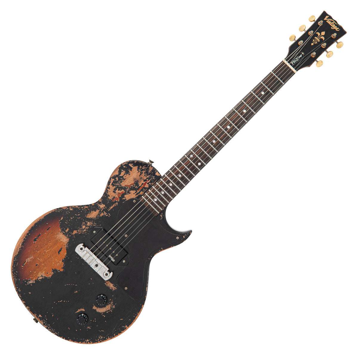 IN BUILD: - Vintage V120 ProShop Custom Build ~ Heavy Distressed / Black (Contact: Richards Guitars. www.rguitars.co.uk), Electric Guitar for sale at Richards Guitars.