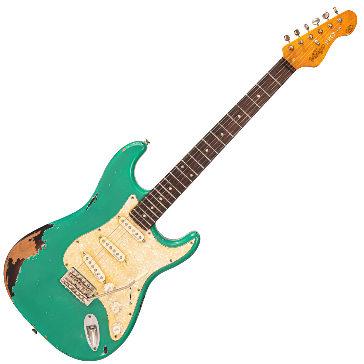 SOLD - Vintage V6 ProShop Unique ~ Surf Green over Sunburst ~ Left Handed, Electric Guitar for sale at Richards Guitars.