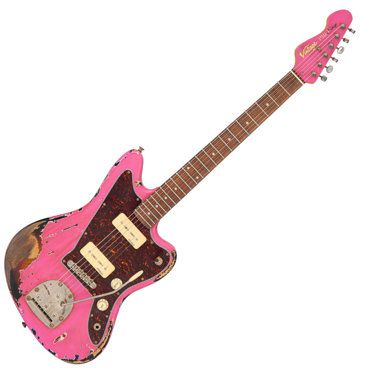 IN BUILD: - Vintage V65 ProShop Custom-Build ~ Heavy Distress ~ Bubblegum Pink Over Sunburst, Electric Guitar for sale at Richards Guitars.