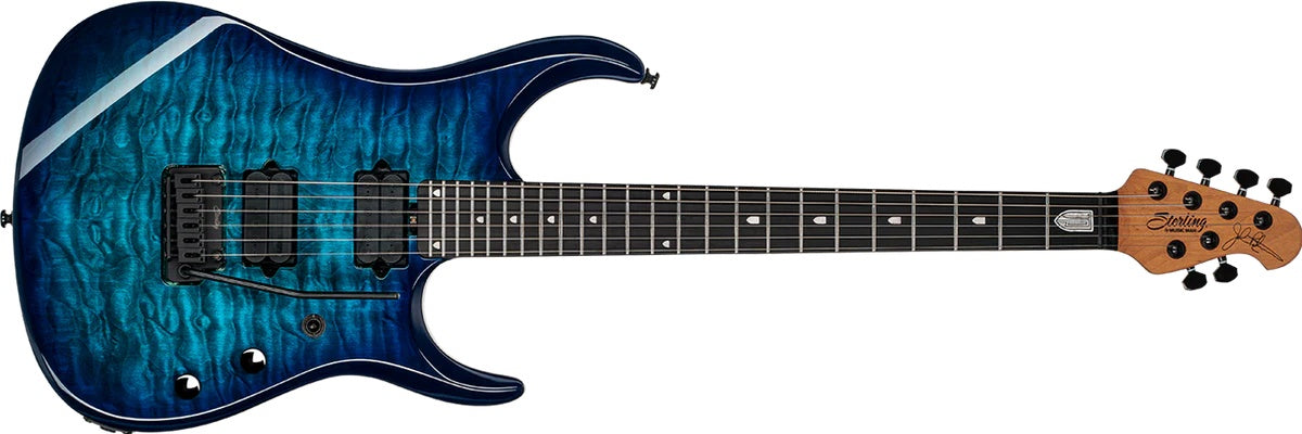 Sterling By Musicman JP150 DIMARZIO QUILTED MAPLE CERULEAN PARADISE, Electric Guitar for sale at Richards Guitars.