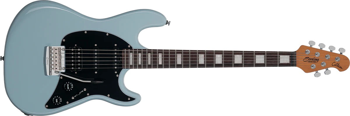 Sterling By Musicman SBMM CUTLASS HSS PLUS AQUA GREY RN, Electric Guitar for sale at Richards Guitars.