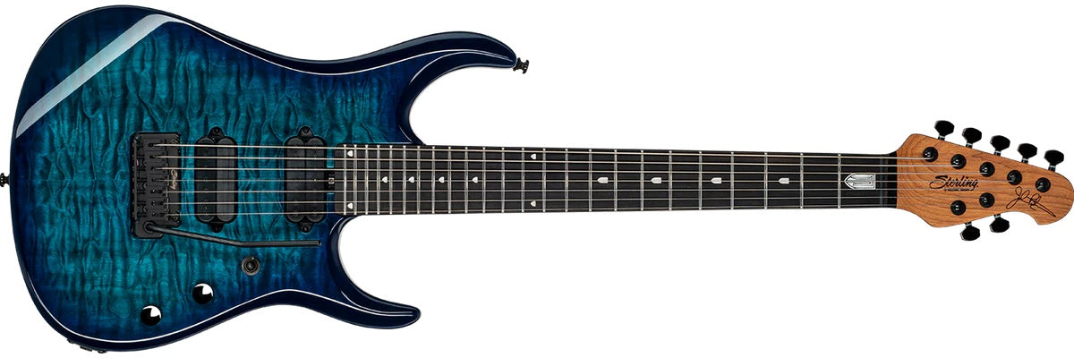 Sterling By Musicman SBMM JP15 7 DIMARZIO QUILTED MAPLE CERULEAN PARAD, Electric Guitar for sale at Richards Guitars.