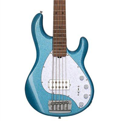 Sterling By Musicman SBMM SRAY 5 BLUE SPARKLE MN, Bass Guitar for sale at Richards Guitars.