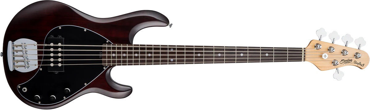 Sterling By Musicman SUB SRAY 5 WALNUT SATIN 5-STRING JATOBA F/B & M/N, Bass Guitar for sale at Richards Guitars.