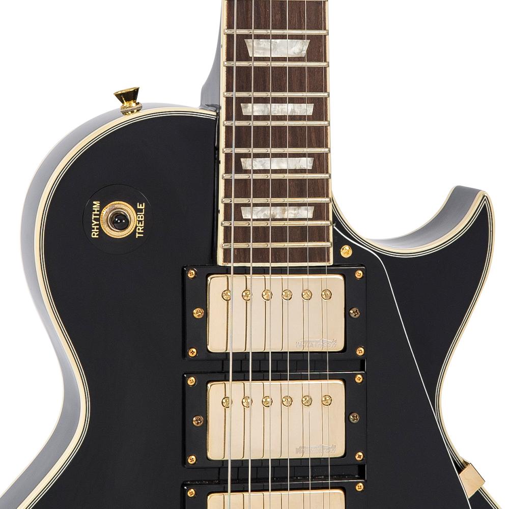 Vintage V1003 ReIssued 3 Pickup Electric Guitar ~ Boulevard Black, Electric Guitar for sale at Richards Guitars.