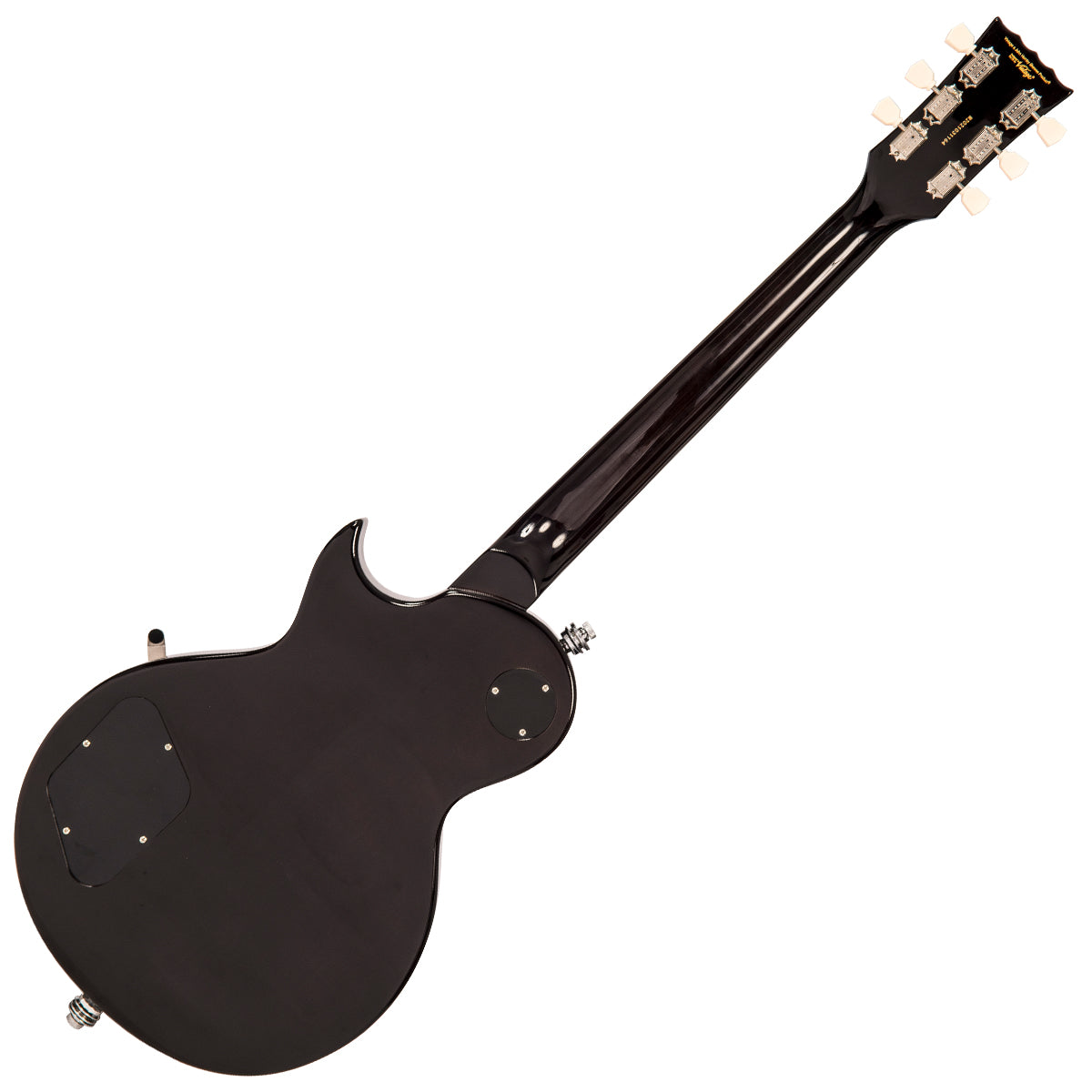 Vintage V100 ReIssued Electric Guitar w/Bigsby ~ Flamed Thru Black, Electric Guitar for sale at Richards Guitars.