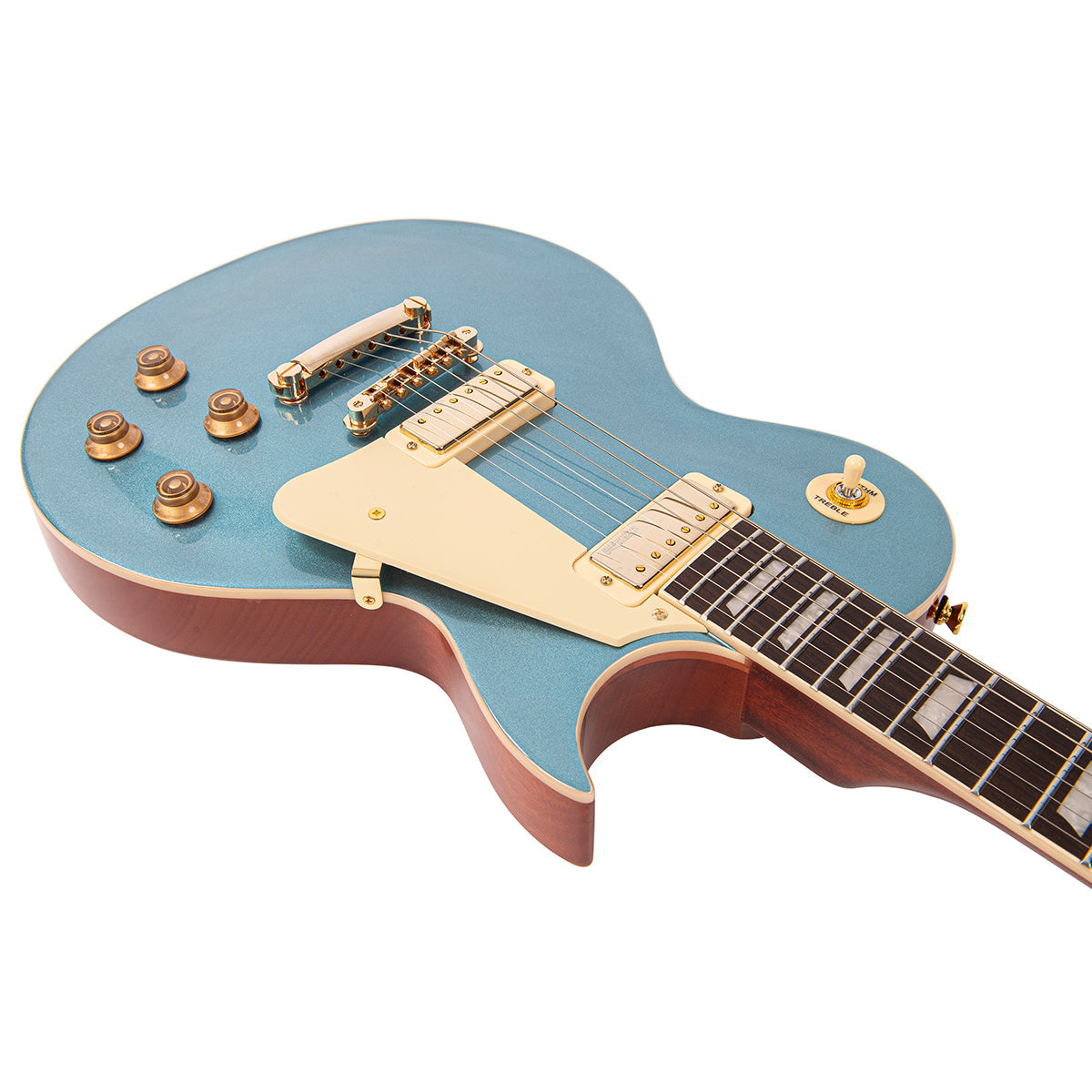 Vintage V100MGHB Mini Double Coil ReIssued Electric Guitar ~ Gun Hill Blue, Electric Guitar for sale at Richards Guitars.