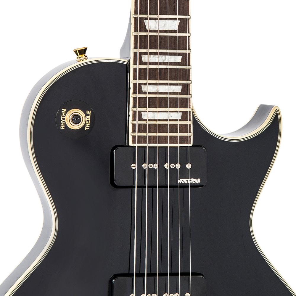 Vintage V100P ReIssued Electric Guitar w/W90 Pickups ~ Boulevard Black, Electric Guitar for sale at Richards Guitars.