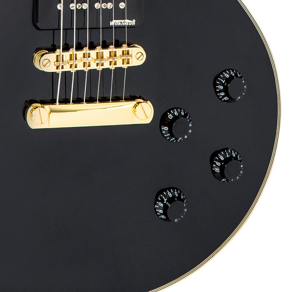 Vintage V100P ReIssued Electric Guitar w/W90 Pickups ~ Boulevard Black, Electric Guitar for sale at Richards Guitars.