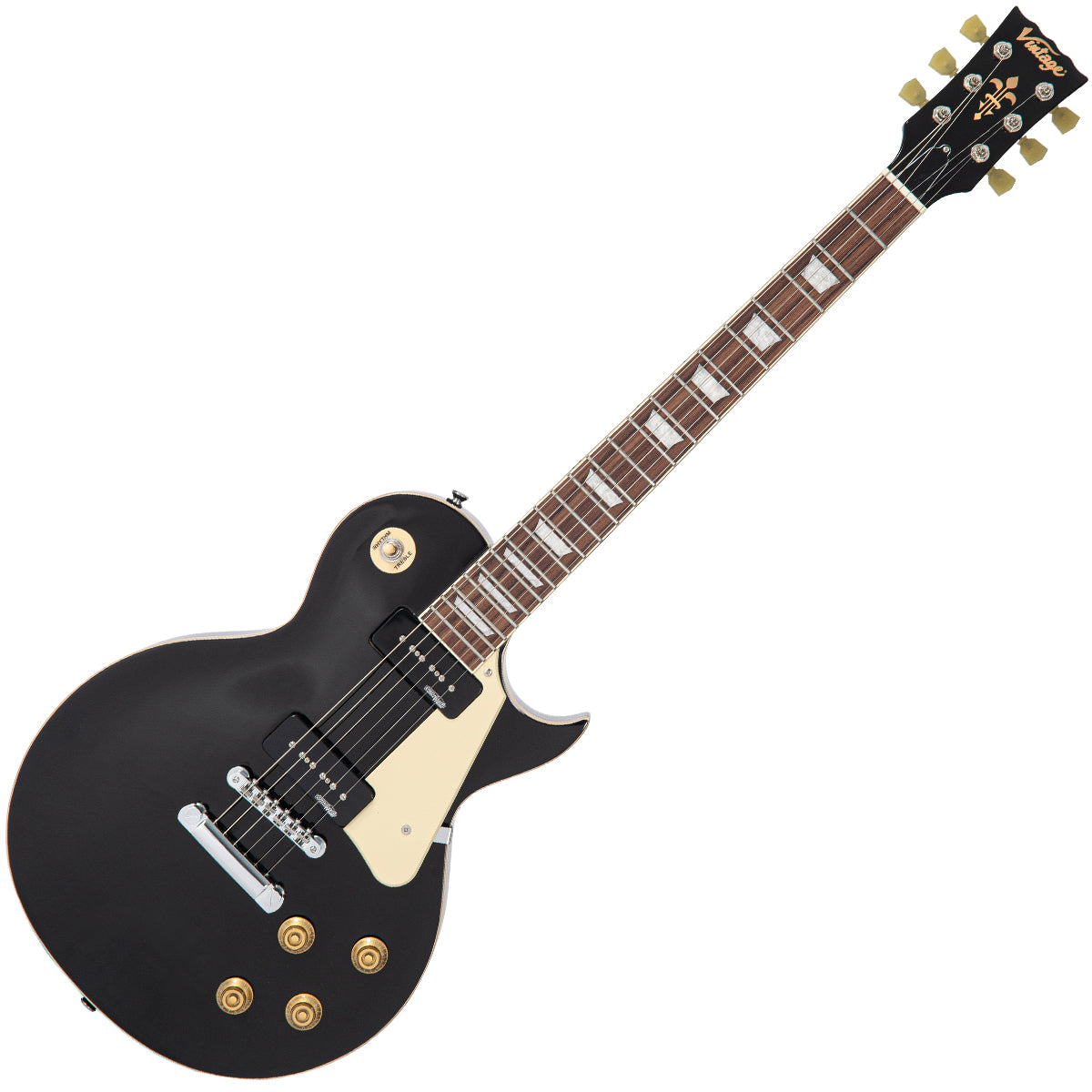 Vintage V100P ReIssued Electric Guitar ~ Boulevard Black, Electric Guitar for sale at Richards Guitars.