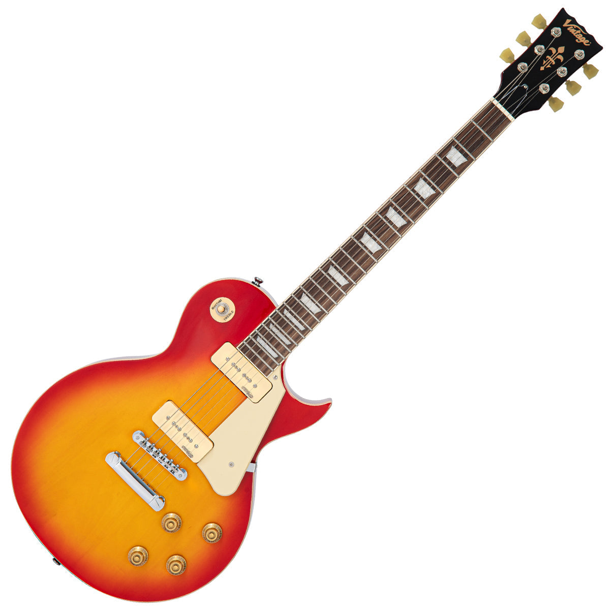 Vintage V100P ReIssued Electric Guitar ~ Cherry Sunburst, Electric Guitar for sale at Richards Guitars.