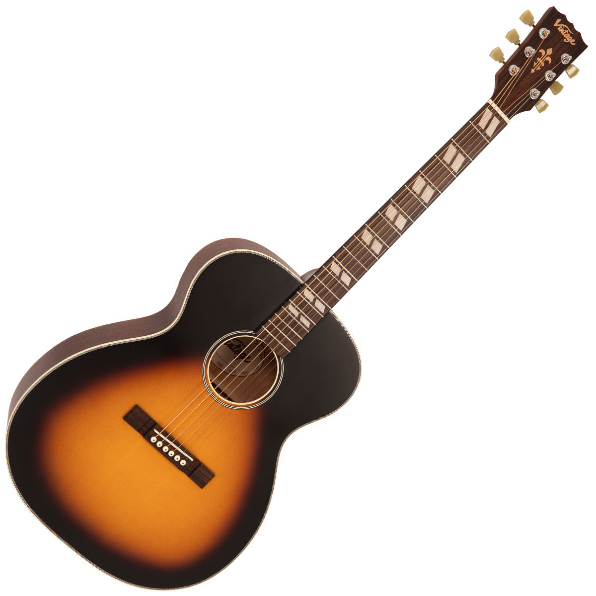 Vintage V160VSB Historic Series 'Orchestra' Acoustic Guitar ~ Vintage Sunburst, Acoustic Guitar for sale at Richards Guitars.