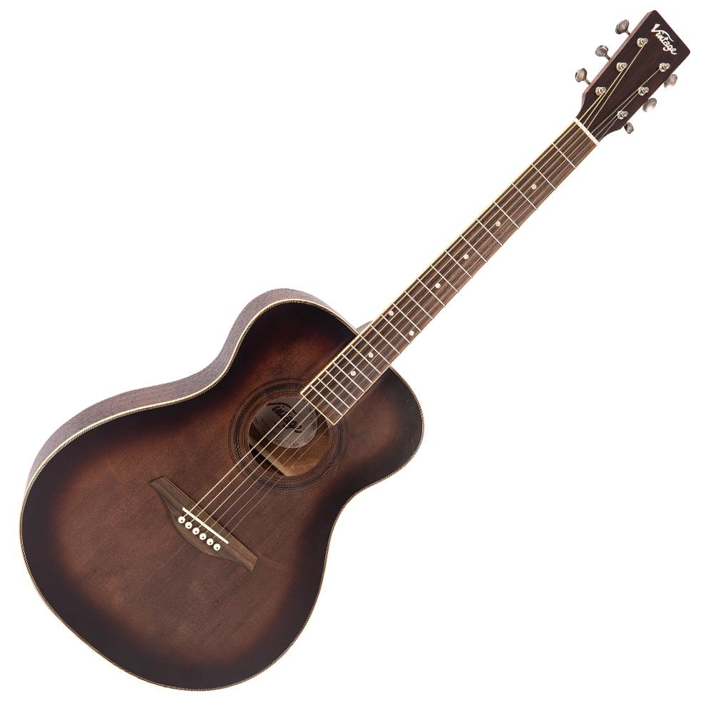 Vintage V300 Acoustic Folk Guitar Outfit ~ Antiqued, Acoustic Guitar for sale at Richards Guitars.