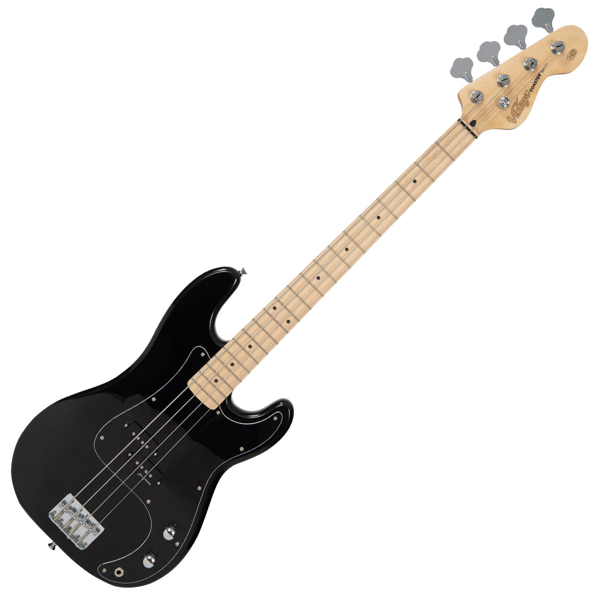 Vintage V40 Maple Coaster Series Bass Guitar ~ Boulevard Black, Bass Guitar for sale at Richards Guitars.