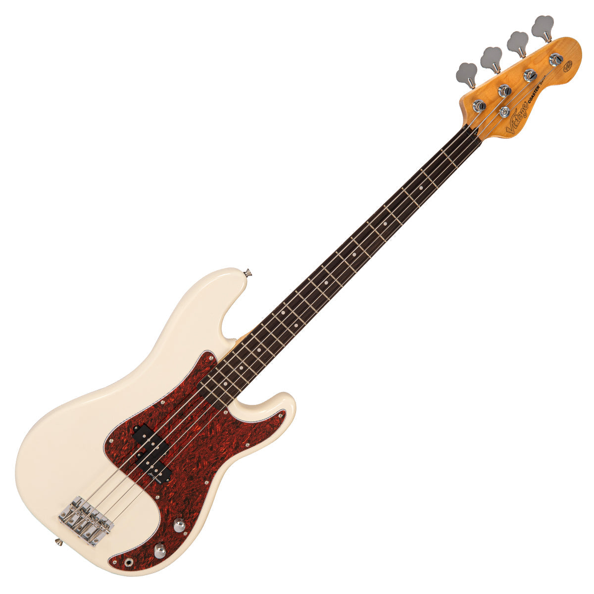 Vintage V40 Coaster Series Bass Guitar ~ Vintage White, for sale at Richards Guitars.