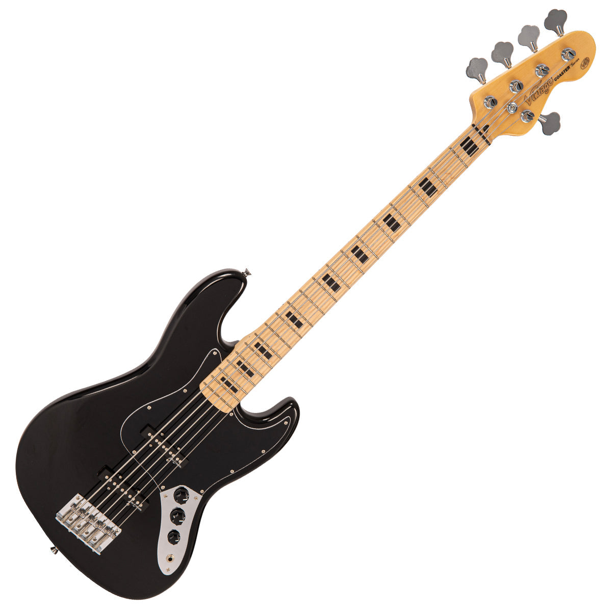 Vintage V495 Coaster Series 5-String Bass Guitar ~ Boulevard Black, for sale at Richards Guitars.