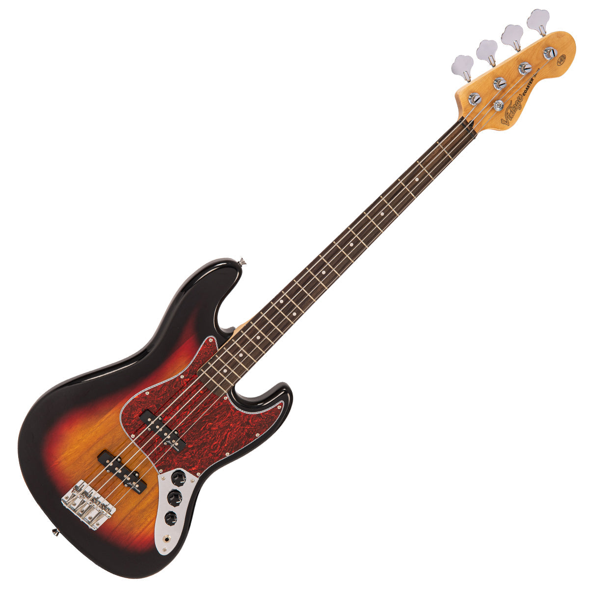 Vintage V49 Coaster Series Bass Guitar Pack ~ 3 Tone Sunburst, for sale at Richards Guitars.