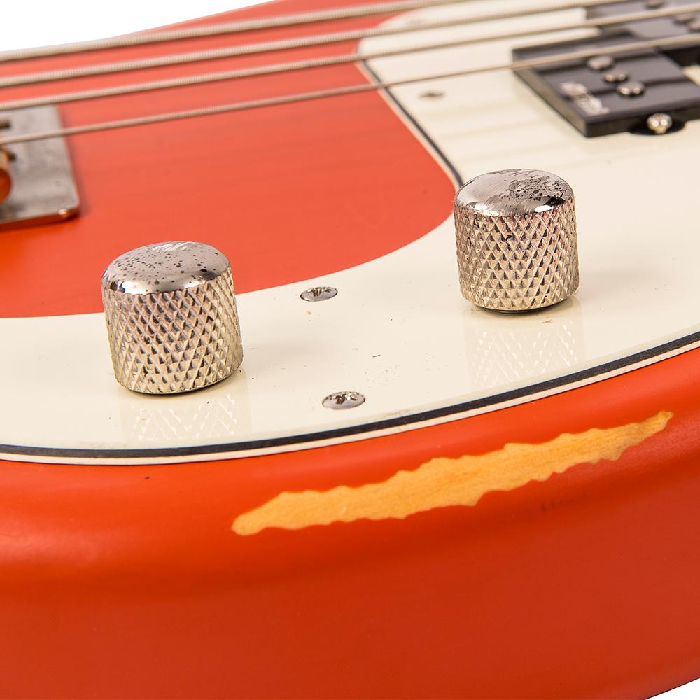 Vintage V4 ICON Bass ~ Distressed Firenza Red, Bass Guitar for sale at Richards Guitars.