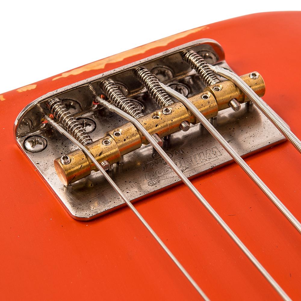 Vintage V4 ICON Bass ~ Distressed Firenza Red, Bass Guitar for sale at Richards Guitars.