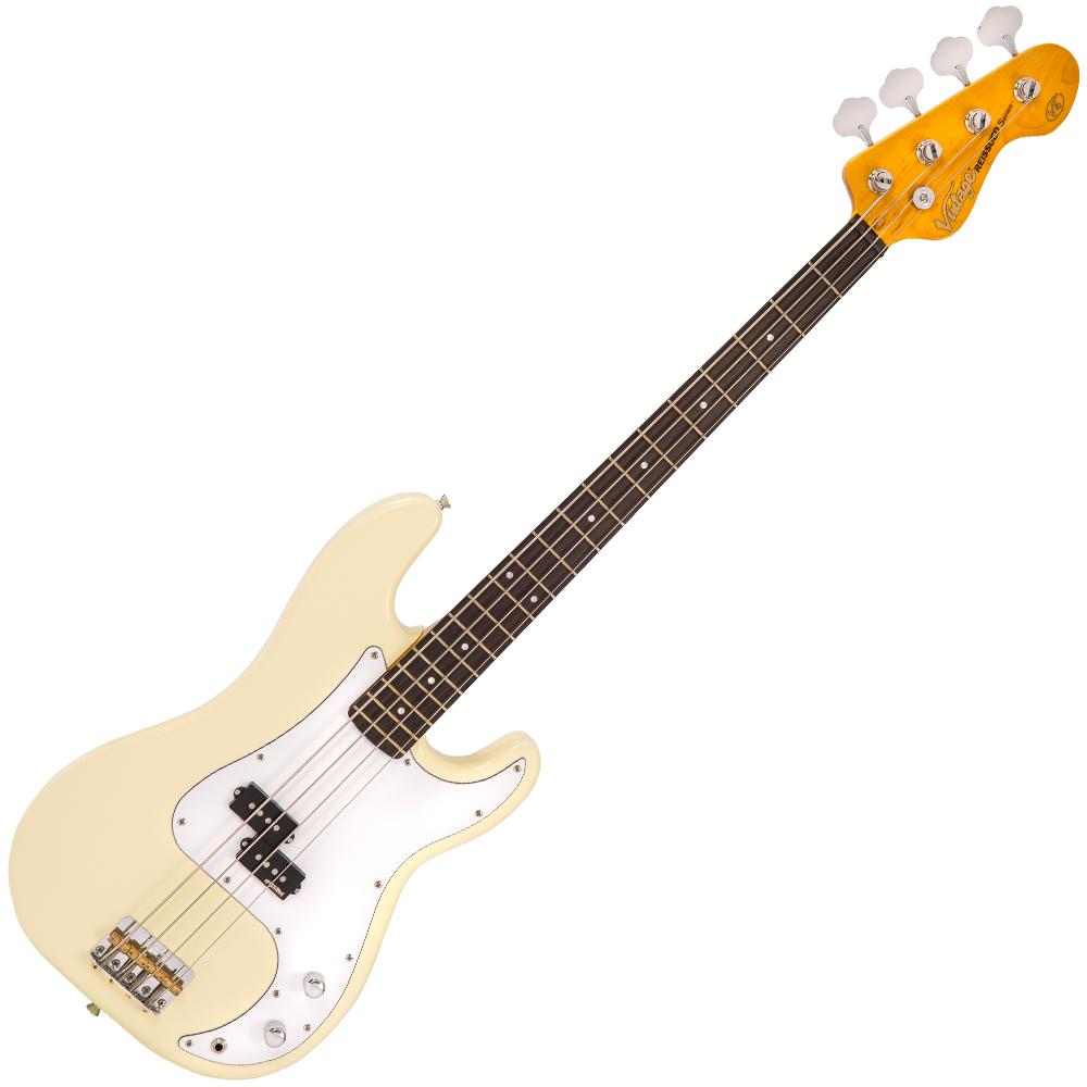 Vintage V4 Reissued Bass ~ Vintage White, Bass Guitar for sale at Richards Guitars.