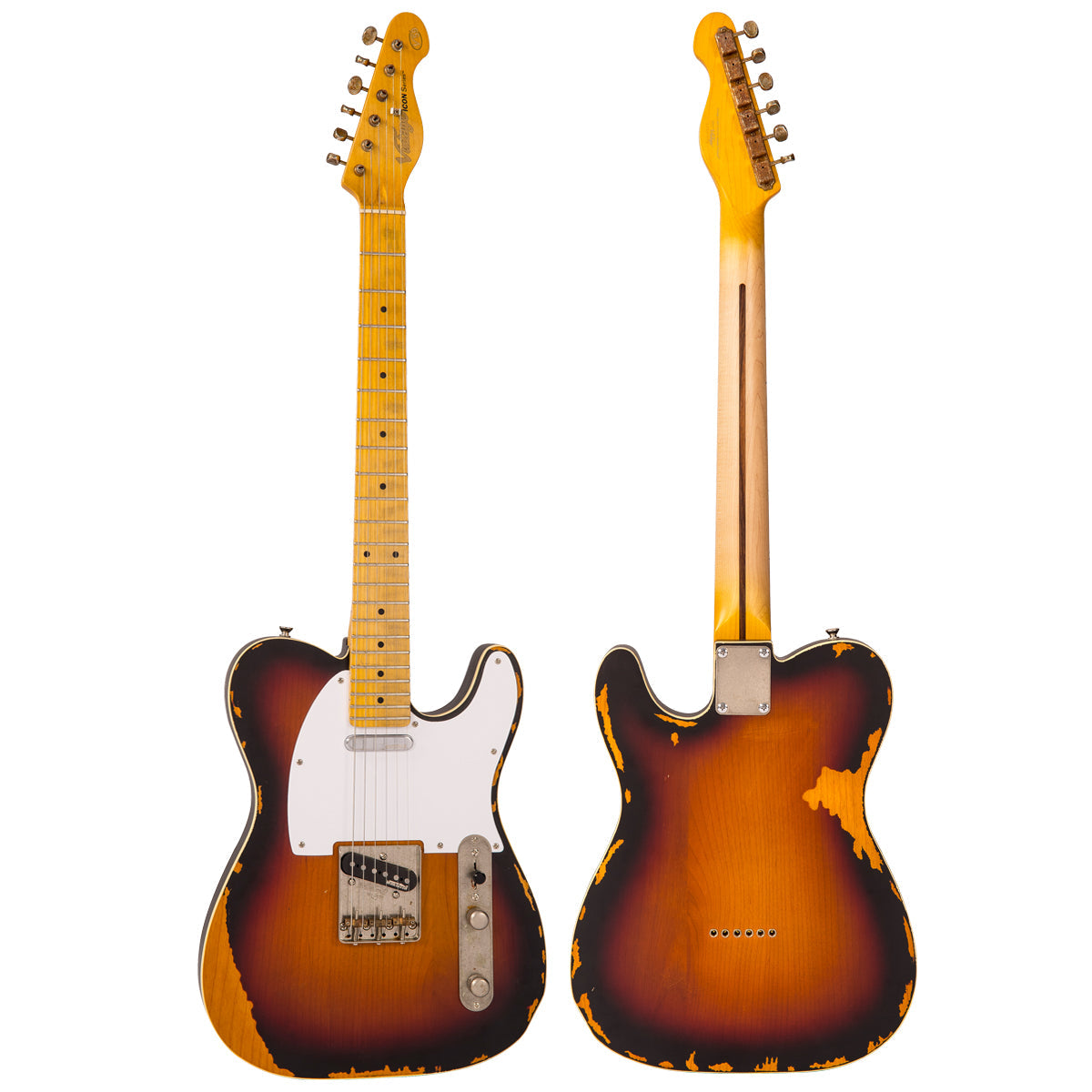 Vintage V59 ICON Electric Guitar ~ Distressed Sunburst, for sale at Richards Guitars.