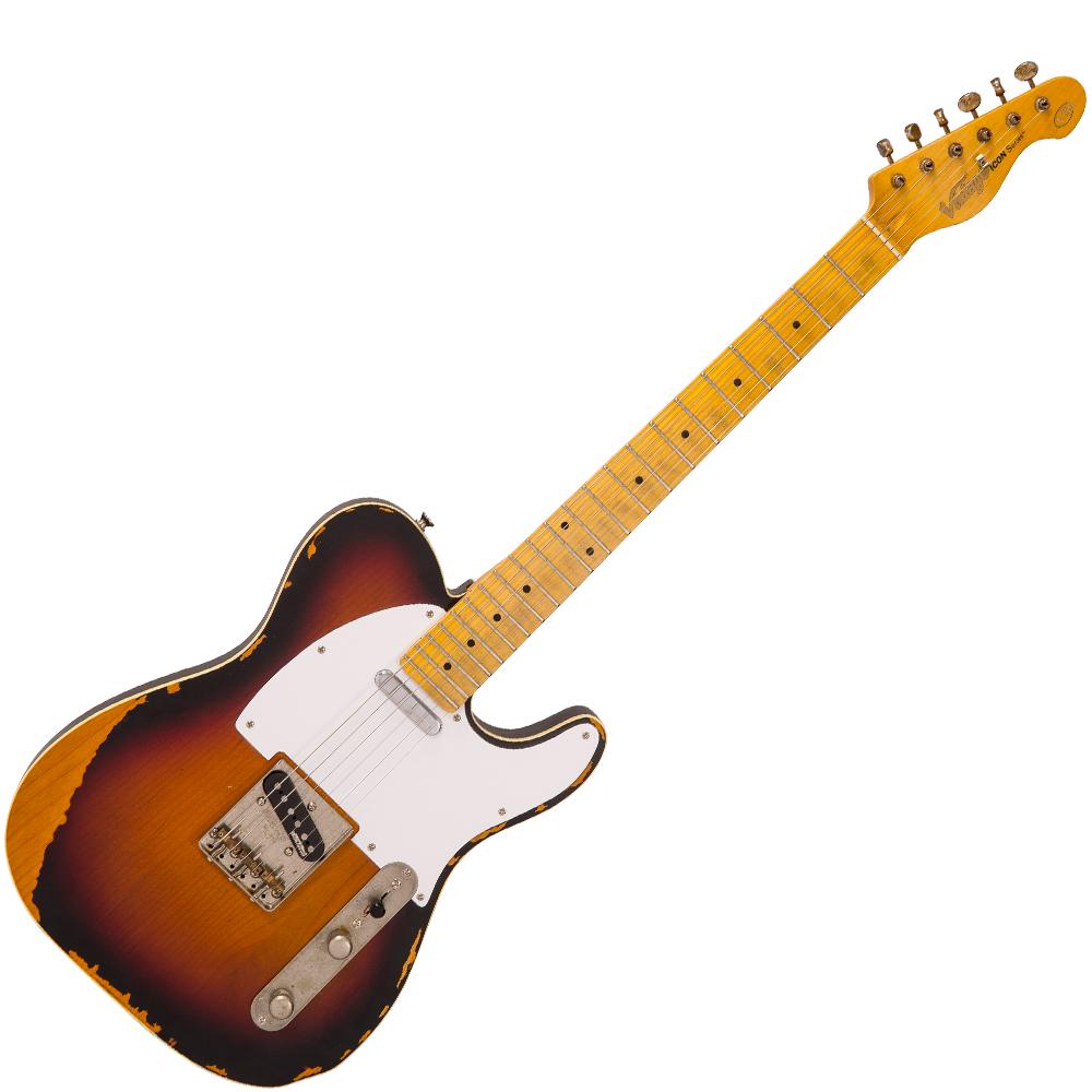 Vintage V59 ICON Electric Guitar ~ Distressed Sunburst, for sale at Richards Guitars.