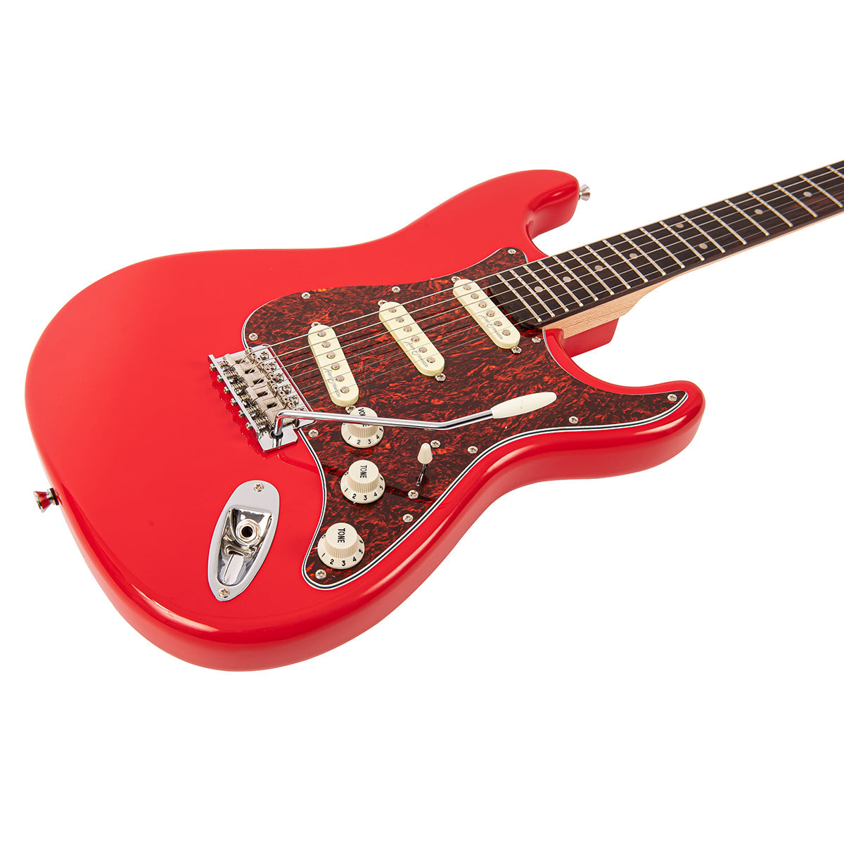 Vintage V60 Coaster Series Electric Guitar Pack ~ Gloss Red, for sale at Richards Guitars.