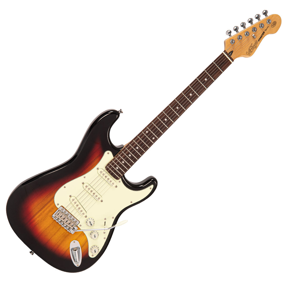 Vintage V60 Coaster Series Electric Guitar ~ 3 Tone Sunburst, for sale at Richards Guitars.