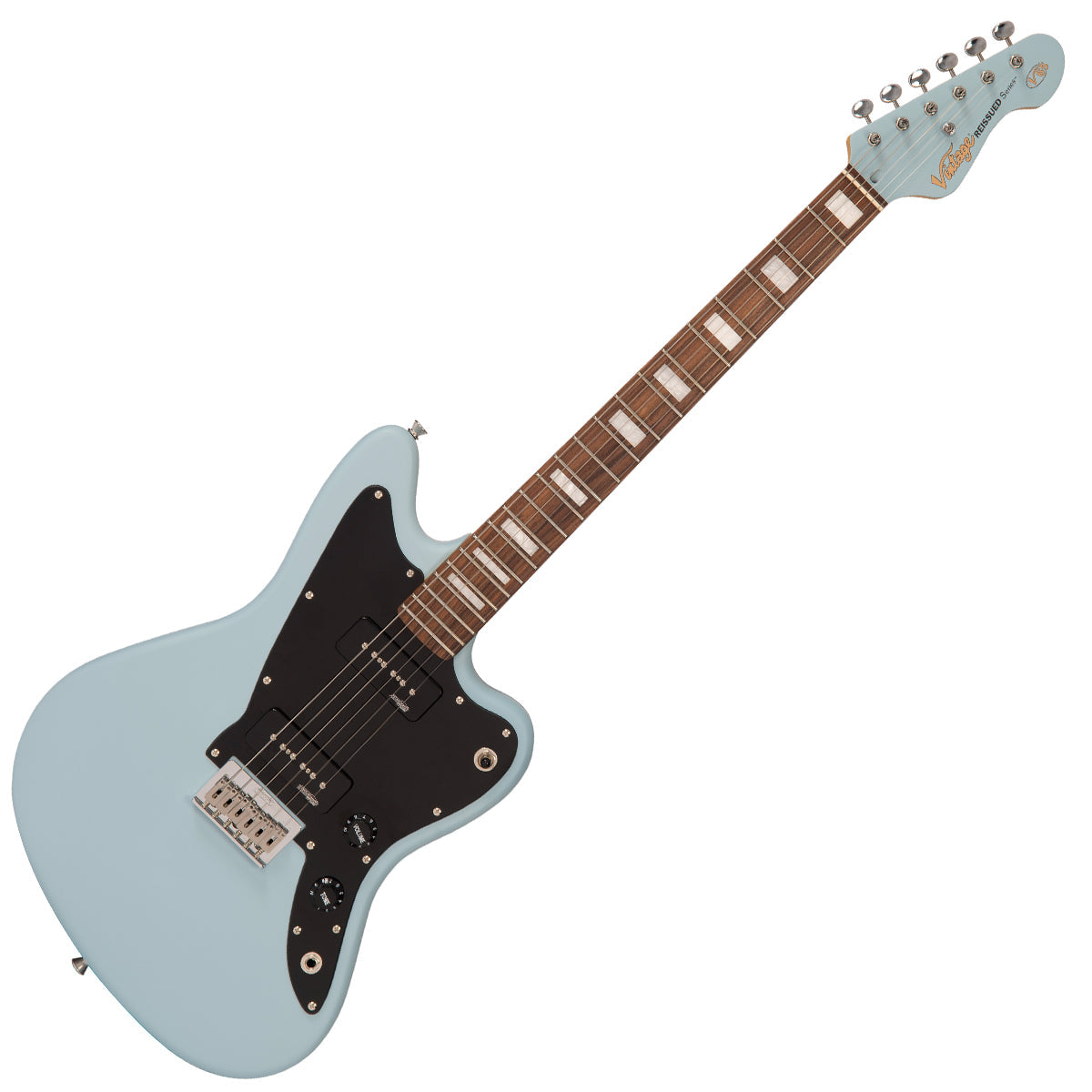 Vintage V65H ReIssued Hard Tail Electric Guitar ~ Satin Blue, Electric Guitar for sale at Richards Guitars.