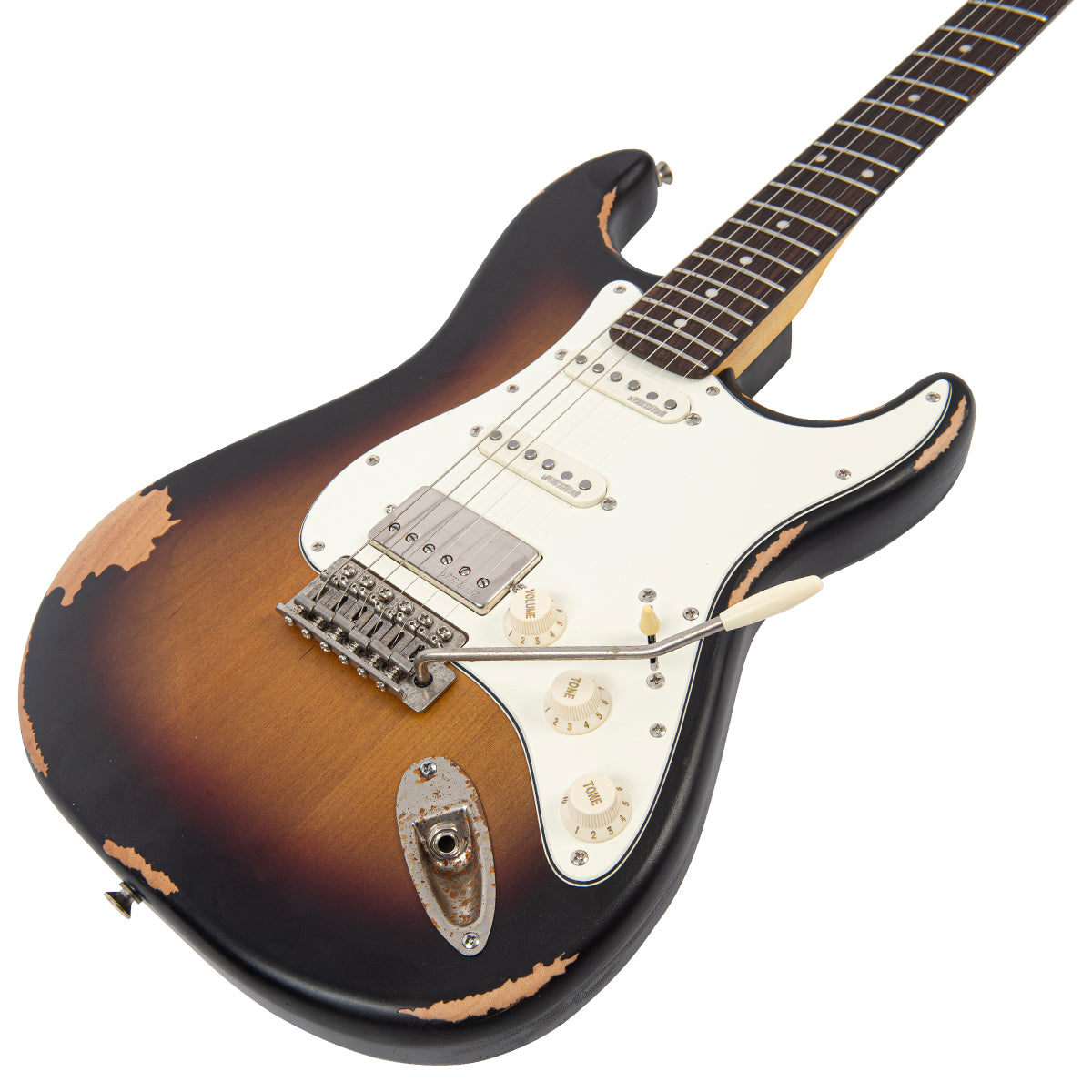 Vintage V6 Paul Rose Signature Electric Guitar ~ Distressed Sunset Sunburst, for sale at Richards Guitars.