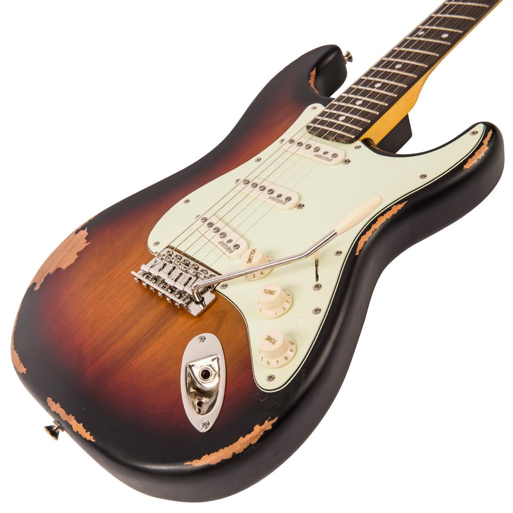 Vintage V6 ICON Electric Guitar ~ Distressed Sunburst, for sale at Richards Guitars.