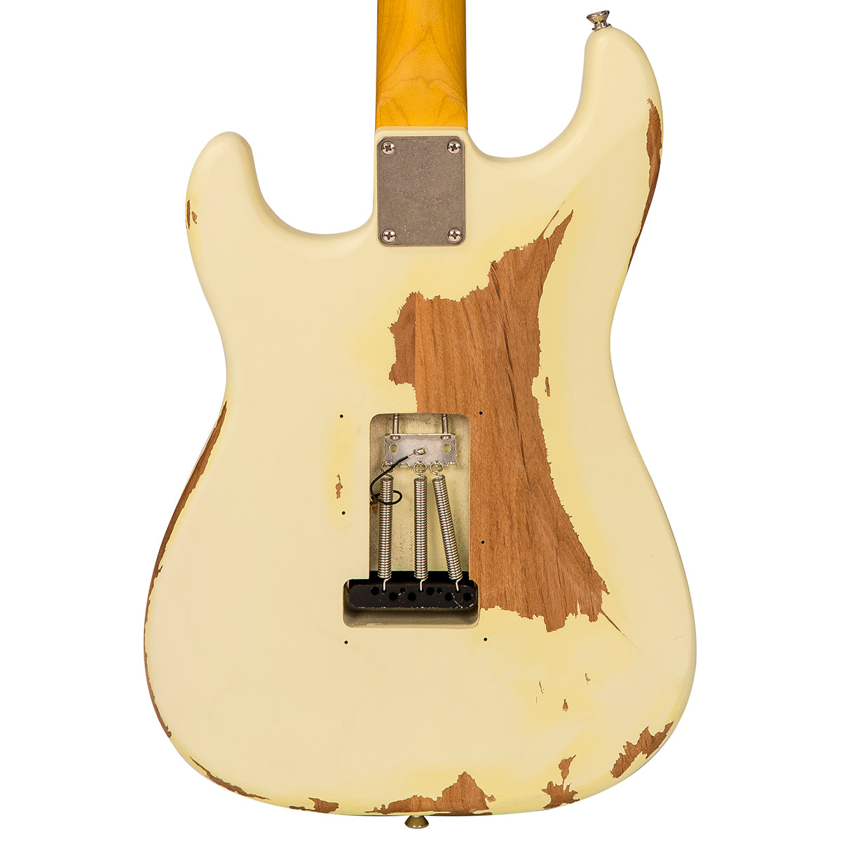 Vintage V6 Thomas Blug Signature Electric Guitar ~ Distressed Vintage White, for sale at Richards Guitars.