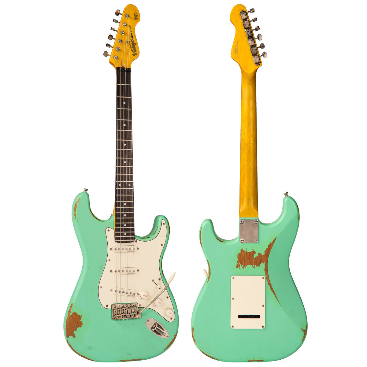 Vintage V6 ICON Electric Guitar ~ Distressed Ventura Green, for sale at Richards Guitars.